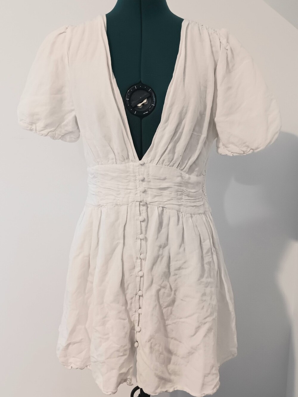 Anthropologie White Katerina Puff Sleeve Mini Dress - Picture 4 of 6